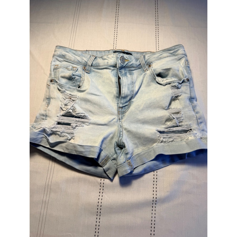 Aeropostale Light Blue Distressed Denim Jean Shorts